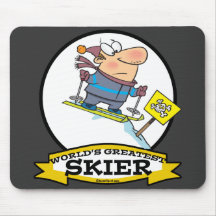 WORLDS GREATEST SKIER MEN CARTOON MOUSE PAD