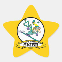 WORLDS GREATEST SKIER MEN CARTOON STICKER