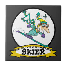 WORLDS GREATEST SKIER MEN CARTOON TILE