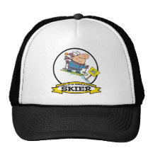 WORLDS GREATEST SKIER MEN CARTOON TRUCKER HAT