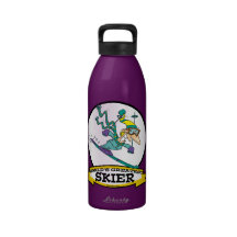 WORLDS GREATEST SKIER MEN CARTOON WATER BOTTLE