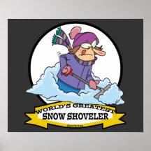 WORLDS GREATEST SNOW SHOVELER WOMEN CARTOON POSTER