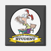 WORLDS GREATEST STUDENT GIRL CARTOON REFRIGERATOR MAGNETS