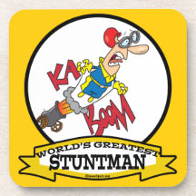 WORLDS GREATEST STUNTMAN MEN CARTOON DRINK COASTERS