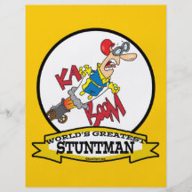 WORLDS GREATEST STUNTMAN MEN CARTOON FLYER DESIGN