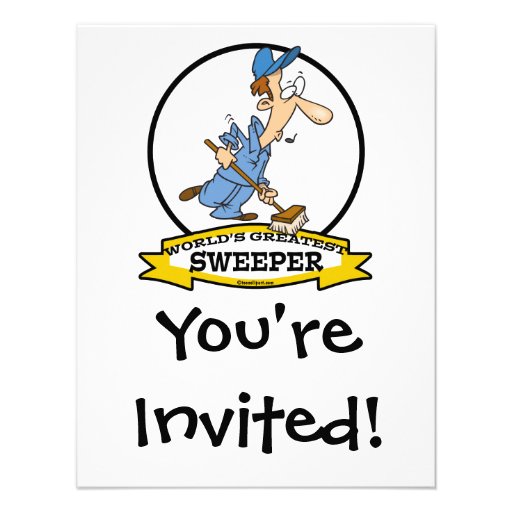WORLDS GREATEST SWEEPER MEN CARTOON PERSONALIZED INVITATION
