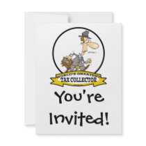 WORLDS GREATEST TAX COLLECTOR MEN CARTOON PERSONALIZED INVITATION
