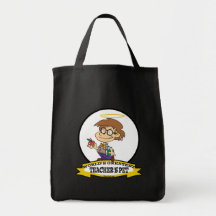 WORLDS GREATEST TEACHERS PET BOY II CARTOON TOTE BAGS