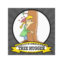 WORLDS GREATEST TREE HUGGER CARTOON CANVAS PRINT