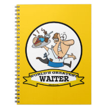 WORLDS GREATEST WAITER II MEN CARTOON NOTE BOOK