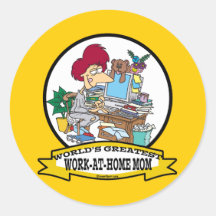 WORLDS GREATEST WORK AT HOME MOM WOMEN CARTOON STICKER