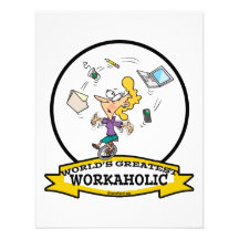 WORLDS GREATEST WORKAHOLIC WOMEN CARTOON PERSONALISED INVITE