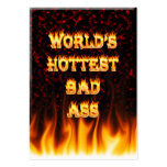 World's Hottest Bad Ass fire and flames red marble business cards