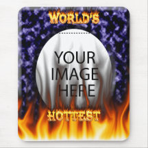 World's hottest Boss fire and flames blue marble Mouse Pad