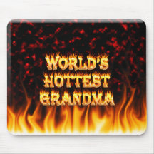 World's hottest Grandma fire and flames red marble Mouse Pad