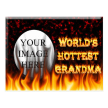 World's hottest Grandma fire and flames red marble Post Card