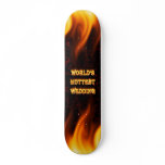 World's Hottest Wedding fire and flames red marble skateboards