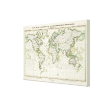 World's magnetic declination stretched canvas prints
