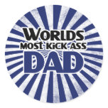 Worlds Most Kick Ass Dad Funny Fathers Day stickers