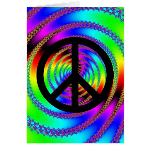 Worm Hole with Black Peace Sign Greeting Card