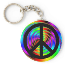Worm Hole with Black Peace Sign keychains