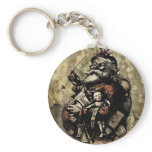 Worn and Spattered Santa Illustration keychains