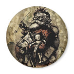 Worn and Spattered Santa Illustration magnets
