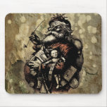 Worn and Spattered Santa Illustration mousepads