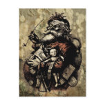 Worn and Spattered Santa Illustration postcards