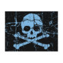 Worn Blue Skull and Crossbones Postcard