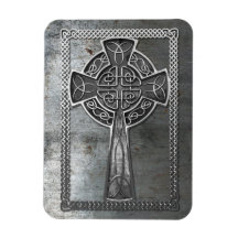 Worn Metal Cross Rectangular Magnet