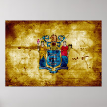 Worn New Jersey Flag; Print