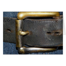 Worn out Leather Belt and Buckle Card