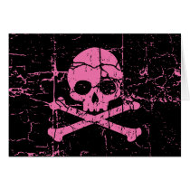 Worn Pink Skull and Crossbones