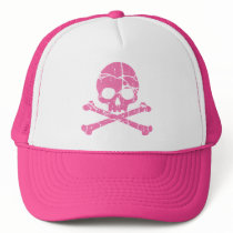 Worn Pink Skull and Crossbones