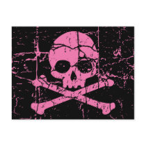 Worn Pink Skull and Crossbones