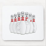 Worried Bowling Pins Cartoon Mouse Mats