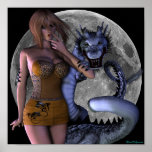 "Worth the Fight" Sexy Dragon Pinup Girl Artwork posters