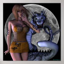 "Worth the Fight" Sexy Dragon Pinup Girl Artwork Poster