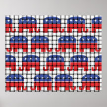 Woven Republican Elephants Poster