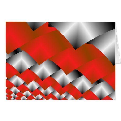 Woven Silver and Red Fractal Art Cards