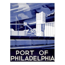 WPA Poster Port of Philadelphia 1936 Postcard