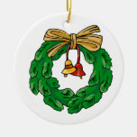 Wreath with bow and bells ornament