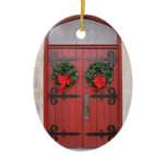 Wreaths on Red Door Ornament