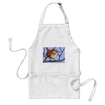 WREN, BIRD, in Oil Pastel Aprons by joyart