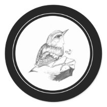 Wren Sticker in pencil
