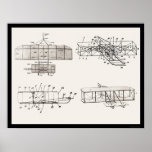 Wright Brothers Aeroplane Patent Plans 1908 Print