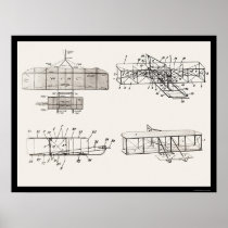Wright Brothers Aeroplane Patent Plans 1908 Print