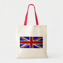 Wrinkled Union Jack Flag Tote Bags
