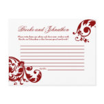 Writable Advice Card Crimson Red Floral Filigree